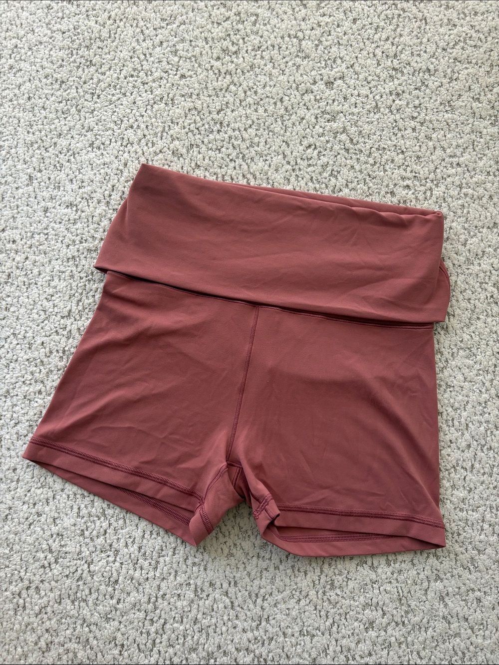 High-Rise Foldover Women's Athletic Shorts — Dusty Rose